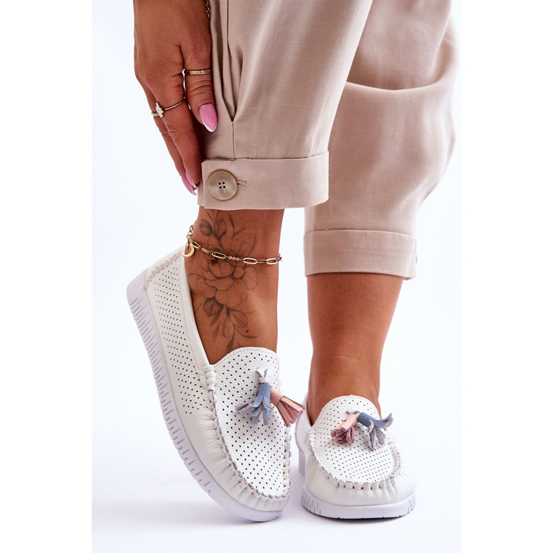Mocasines Mujer Piel Calada Blanco Lanzarot 1