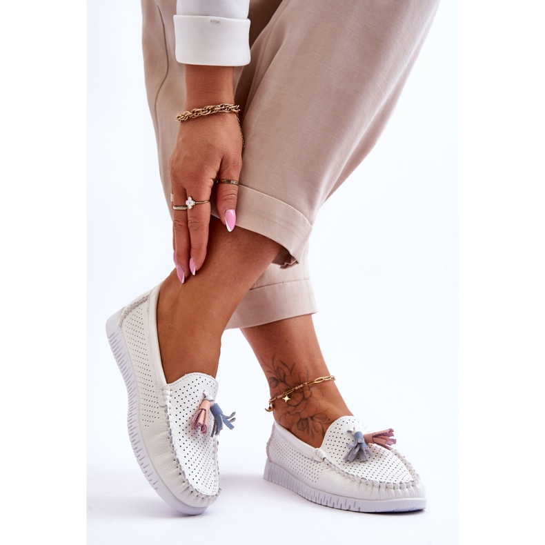 Mocasines Mujer Piel Calada Blanco Lanzarot 2
