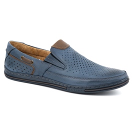 Polbut Zapato hombre piel 09 para verano Azul marino con marrón 2