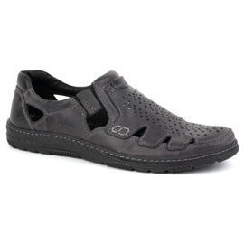 Joker Zapatos de verano para hombre en piel, slip-on 500J gris 2