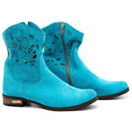 Olivier Cómodas botas Jess turquesa caladas azul 2