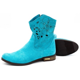 Olivier Cómodas botas Jess turquesa caladas azul 3