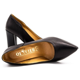 Olivier Zapatos de salón de cuero para mujer en el poste 2258 negro 7