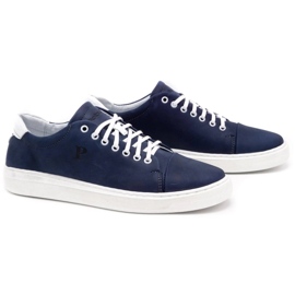 Polbut Zapato piel hombre 2109 azul marino con blanco 3