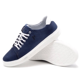 Polbut Zapato piel hombre 2109 azul marino con blanco 4
