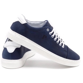 Polbut Zapato piel hombre 2109 azul marino con blanco 5