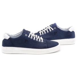 Polbut Zapato piel hombre 2109 azul marino con blanco 6