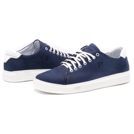 Polbut Zapato piel hombre 2109 azul marino con blanco 7