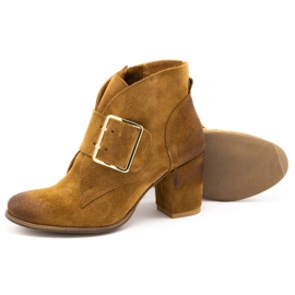 Exquisite Botines de piel para mujer con hebilla de tacón 1262EX camel marrón 3