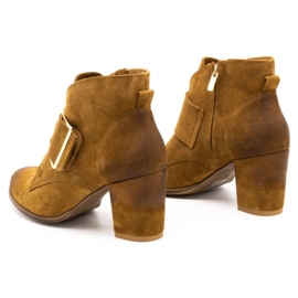 Exquisite Botines de piel para mujer con hebilla de tacón 1262EX camel marrón 4