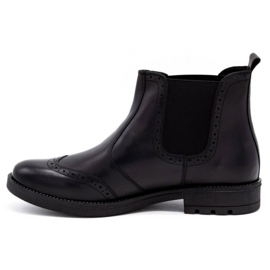 Olivier Botas Chelsea de hombre, brogues de piel 7003KB negro 1