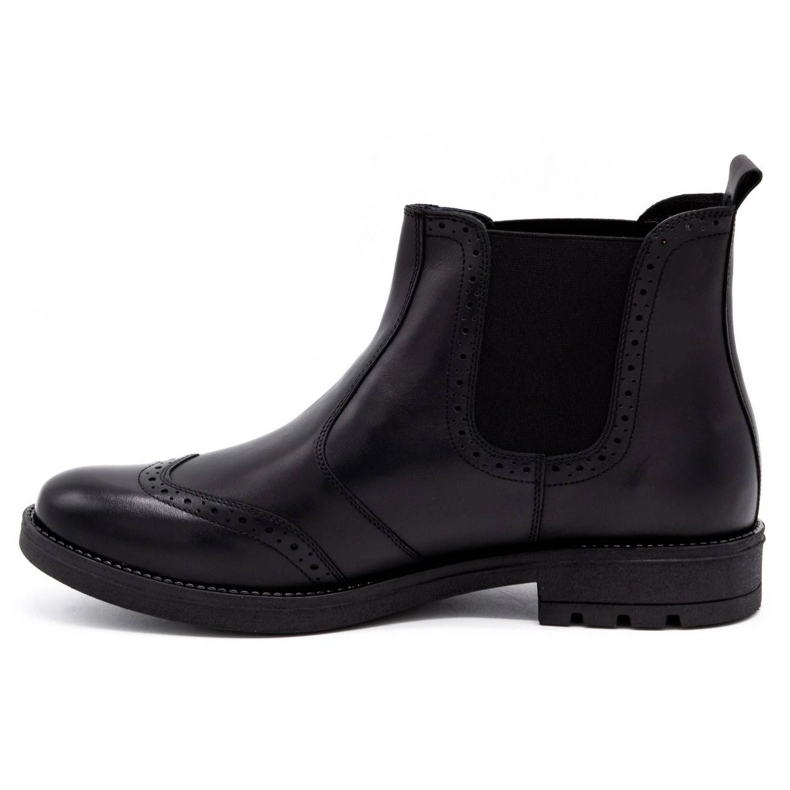 Olivier Botas Chelsea de hombre, brogues de piel 7003KB negro 1