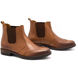 Olivier Botas Chelsea de hombre, brogues de piel 7003KB marrón 2