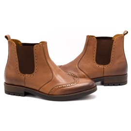 Olivier Botas Chelsea de hombre, brogues de piel 7003KB marrón 3