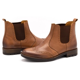 Olivier Botas Chelsea de hombre, brogues de piel 7003KB marrón 4