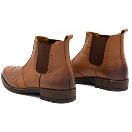 Olivier Botas Chelsea de hombre, brogues de piel 7003KB marrón 5