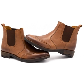 Olivier Botas Chelsea de hombre, brogues de piel 7003KB marrón 6