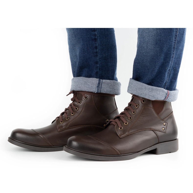 Olivier Botas de piel de invierno para hombre 7005KB marrón 2