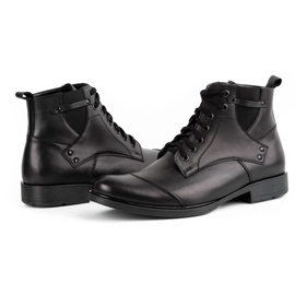Olivier Botas de piel de invierno para hombre 7005KB negro 7