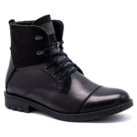 Olivier Botas de invierno para hombre en piel 7004KB negro 2