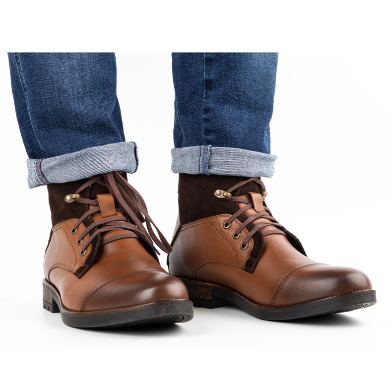 Olivier Botas de piel de invierno para hombre 7004KB marrón 1