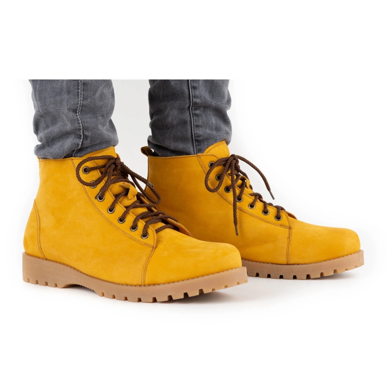 Olivier Botas de invierno para hombre en piel 7001KB camel nubuck amarillo 1