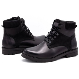 Olivier Botas de piel de invierno para hombre 7002KB negro 7