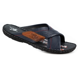 Kampol Zapatilla piel hombre 216KAM azul marino 2