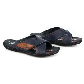 Kampol Zapatilla piel hombre 216KAM azul marino 3