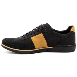 Polbut Zapatos casual hombre piel 2113 negro con jengibre amarillo 1