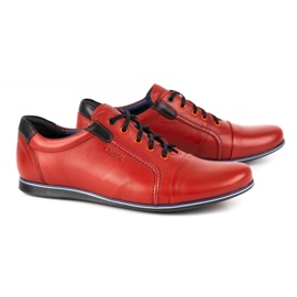 Kampol Zapatos casuales de cuero para hombres 39 / 39KAM rojo 2