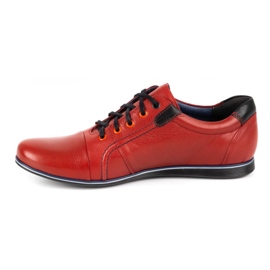 Kampol Zapatos casuales de cuero para hombres 39 / 39KAM rojo 1