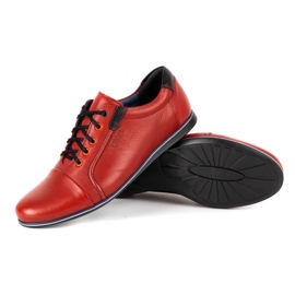 Kampol Zapatos casuales de cuero para hombres 39 / 39KAM rojo 3