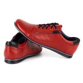 Kampol Zapatos casuales de cuero para hombres 39 / 39KAM rojo 5