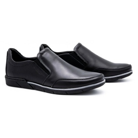 Polbut Slip on de hombre negro 2115 zapatos de cuero 2
