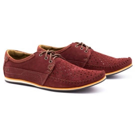 KOMODO Zapatos hombre piel mocasines 875 verano burdeos rojo 2