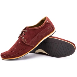 KOMODO Zapatos hombre piel mocasines 875 verano burdeos rojo 3