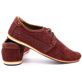 KOMODO Zapatos hombre piel mocasines 875 verano burdeos rojo 4