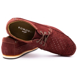 KOMODO Zapatos hombre piel mocasines 875 verano burdeos rojo 5