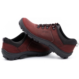 Kampol Zapatos trekking hombre piel 36 burdeos rojo 7