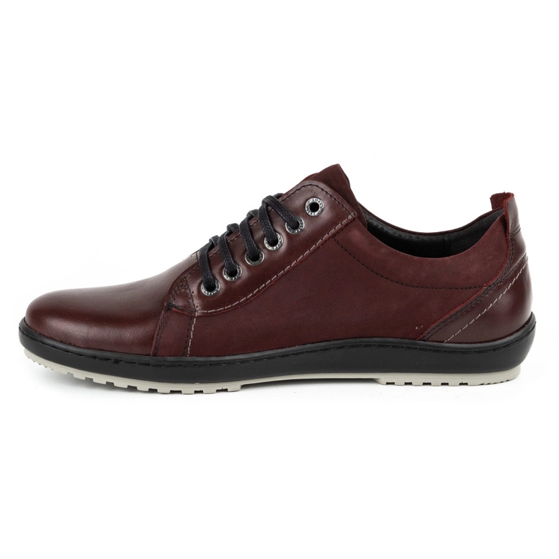 Kampol Zapatos casual hombre piel 61KAM burdeos rojo 1