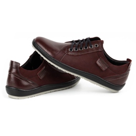 Kampol Zapatos casual hombre piel 61KAM burdeos rojo 5