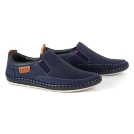 Kampol Mocasines hombre piel perforada 51KAM azul marino 2