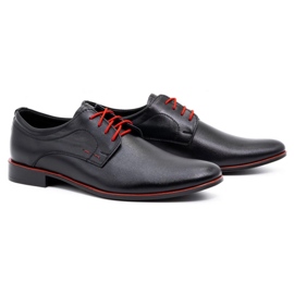 Olivier Zapatos de vestir hombre piel 277 negro con rojo 2