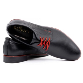Olivier Zapatos de vestir hombre piel 277 negro con rojo 5