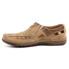 Olivier 893MP mocasines de piel marrón para hombre beige 1