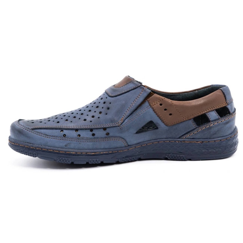 Olivier 893MP Zapatos hombre mocasín piel azul marino marrón 1