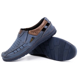 Olivier 893MP Zapatos hombre mocasín piel azul marino marrón 3