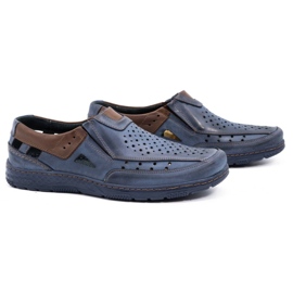 Olivier 893MP Zapatos hombre mocasín piel azul marino marrón 2