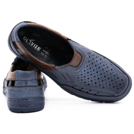 Olivier 893MP Zapatos hombre mocasín piel azul marino marrón 4